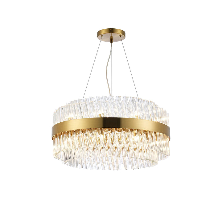 Nelson Lighting NL9500BR/CL9 Kaffer 18 Light Round Pendant Brass Clear