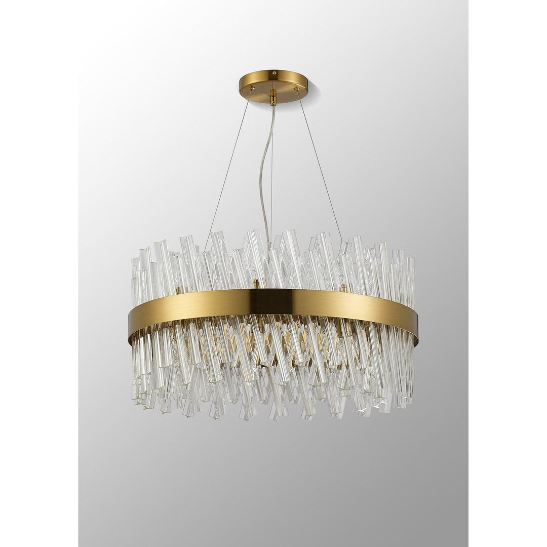 Nelson Lighting NL9500BR/CL9 Kaffer 18 Light Round Pendant Brass Clear