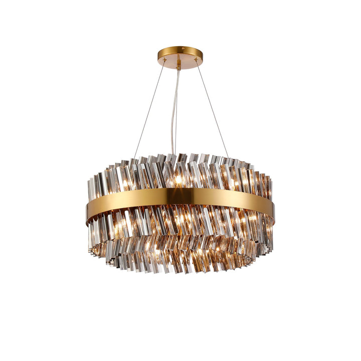 Nelson Lighting NL9500BR/SM9 Kaffer 18 Light Round Pendant Brass Smoke