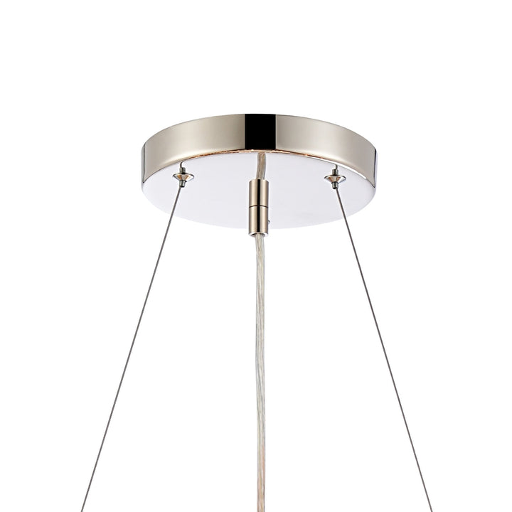 Nelson Lighting NL9500PN/AM9 Kaffer 18 Light Round Pendant Polished Nickel Amber