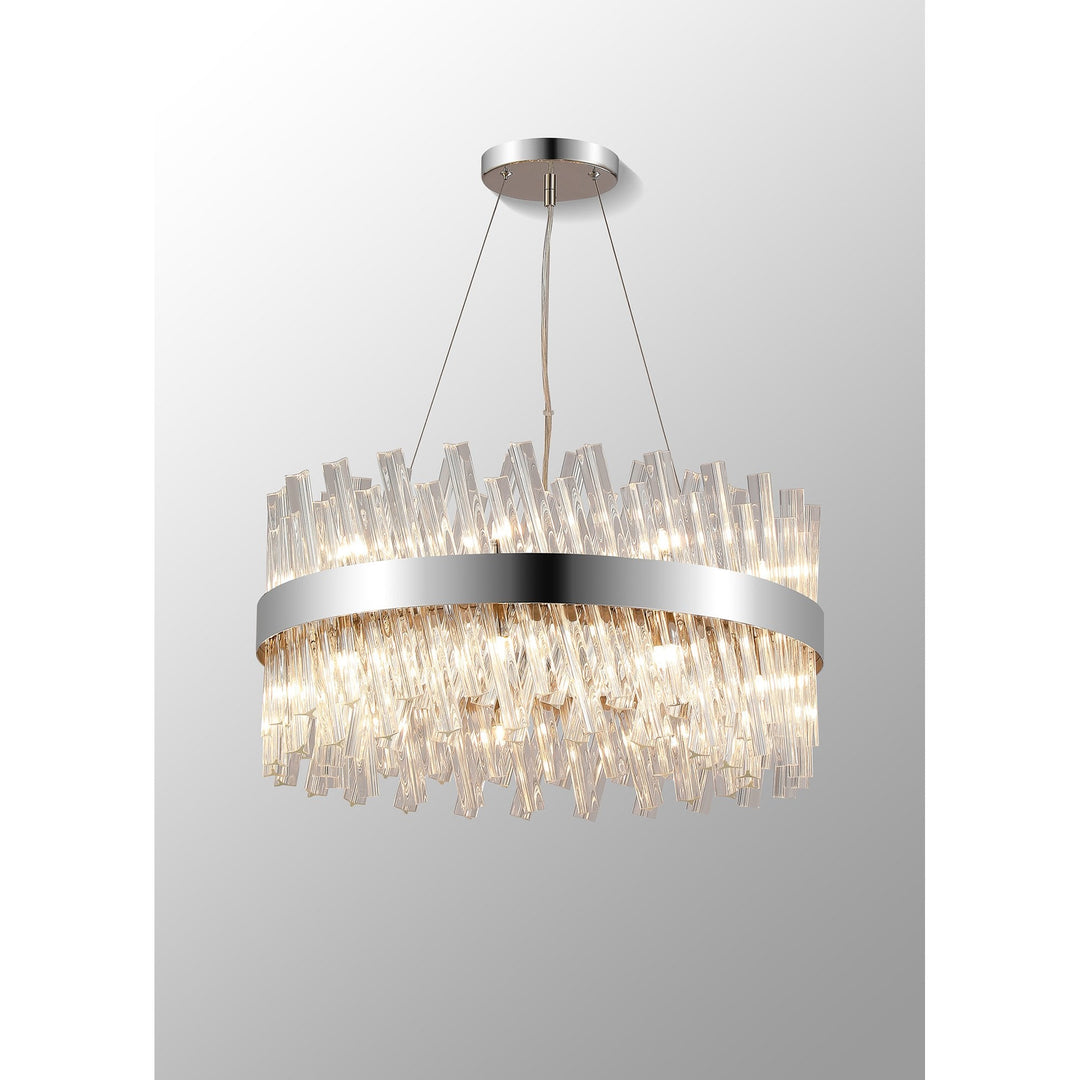 Nelson Lighting NL9500PN/CL9 Kaffer 18 Light Round Pendant Polished Nickel Clear