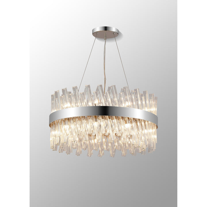 Nelson Lighting NL9500PN/CL9 Kaffer 18 Light Round Pendant Polished Nickel Clear