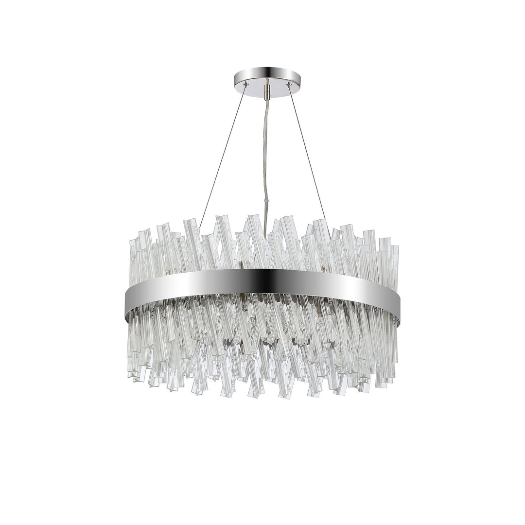 Nelson Lighting NL9500PN/CL9 Kaffer 18 Light Round Pendant Polished Nickel Clear