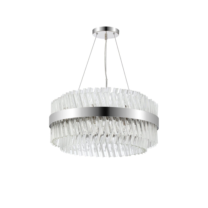 Nelson Lighting NL9500PN/CL9 Kaffer 18 Light Round Pendant Polished Nickel Clear