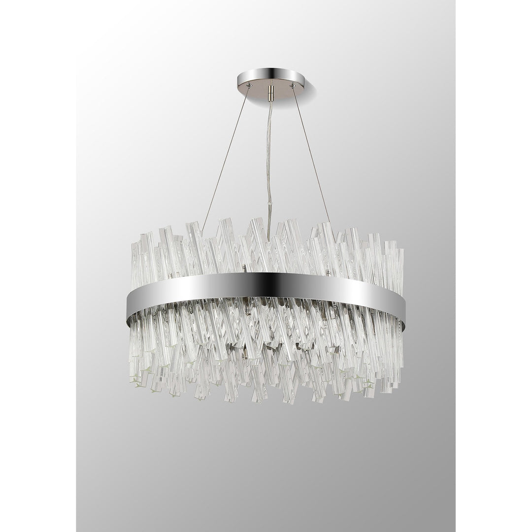 Nelson Lighting NL9500PN/CL9 Kaffer 18 Light Round Pendant Polished Nickel Clear