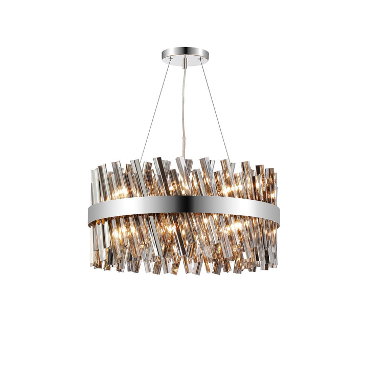 Nelson Lighting NL9500PN/SM9 Kaffer 18 Light Round Pendant Polished Nickel Smoke