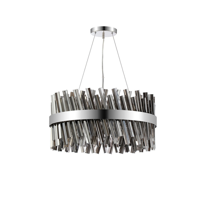 Nelson Lighting NL9500PN/SM9 Kaffer 18 Light Round Pendant Polished Nickel Smoke