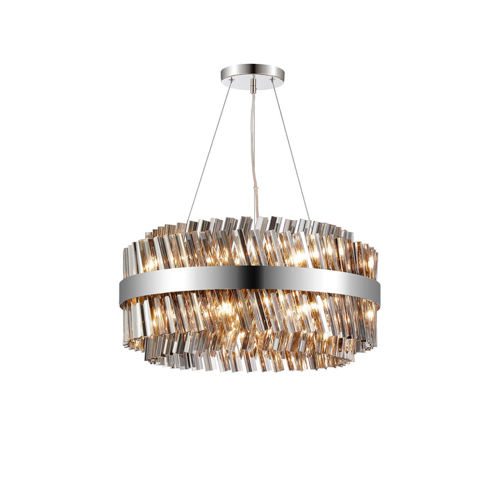 Nelson Lighting NL9500PN/SM9 Kaffer 18 Light Round Pendant Polished Nickel Smoke