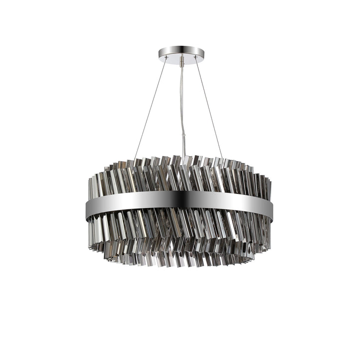 Nelson Lighting NL9500PN/SM9 Kaffer 18 Light Round Pendant Polished Nickel Smoke