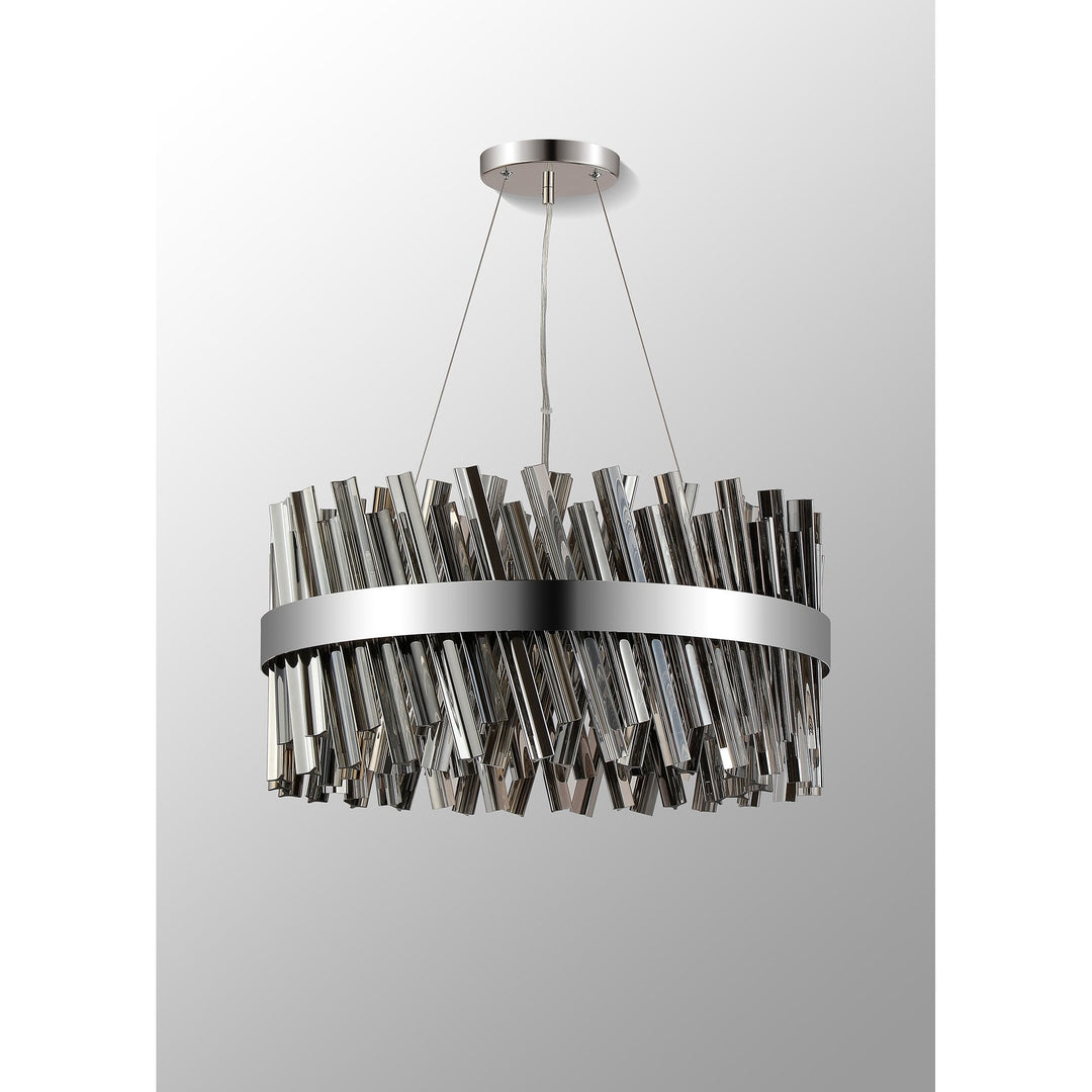 Nelson Lighting NL9500PN/SM9 Kaffer 18 Light Round Pendant Polished Nickel Smoke