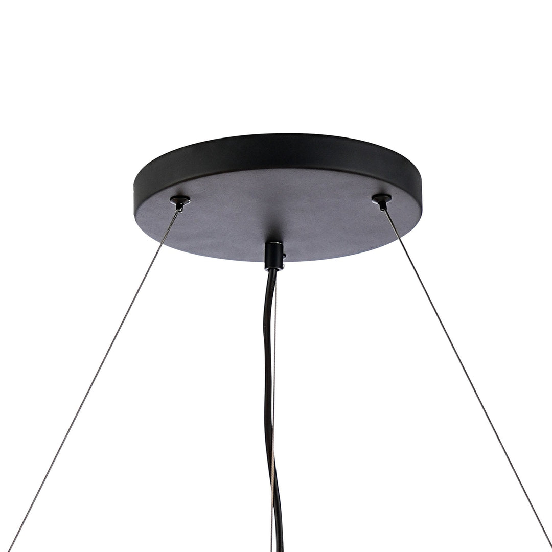 Nelson Lighting NL9502BL/AM9 Kaffer 24 Light Round Pendant Satin Black Amber