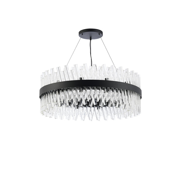 Nelson Lighting NL9502BL/CL9 Kaffer 24 Light Round Pendant Satin Black Clear