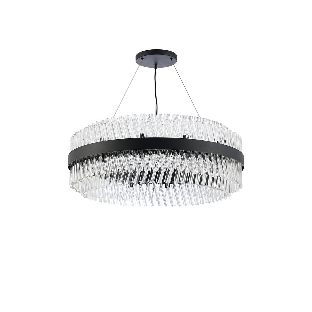 Nelson Lighting NL9502BL/CL9 Kaffer 24 Light Round Pendant Satin Black Clear