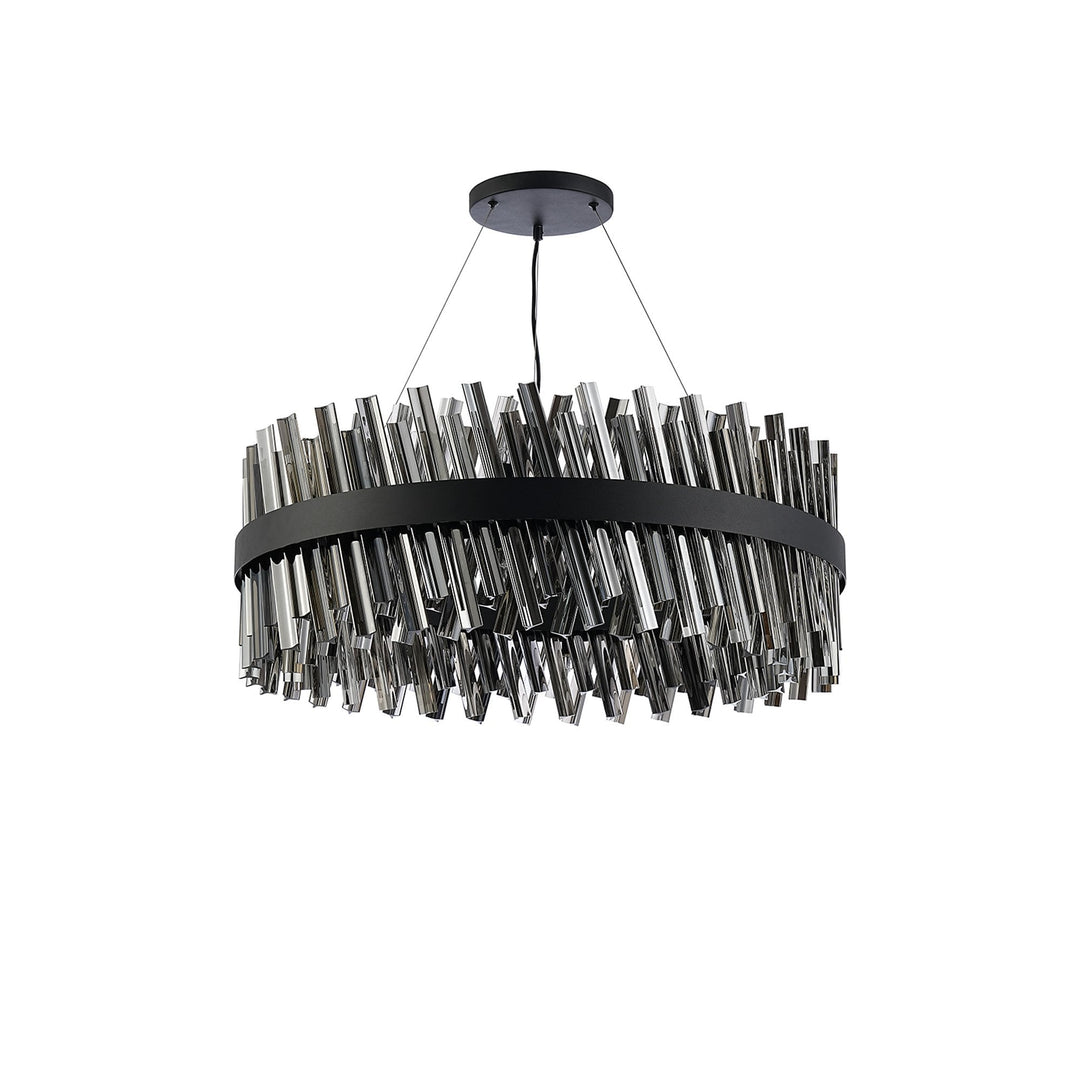 Nelson Lighting NL9502BL/SM9 Kaffer 24 Light Round Pendant Satin Black Smoke