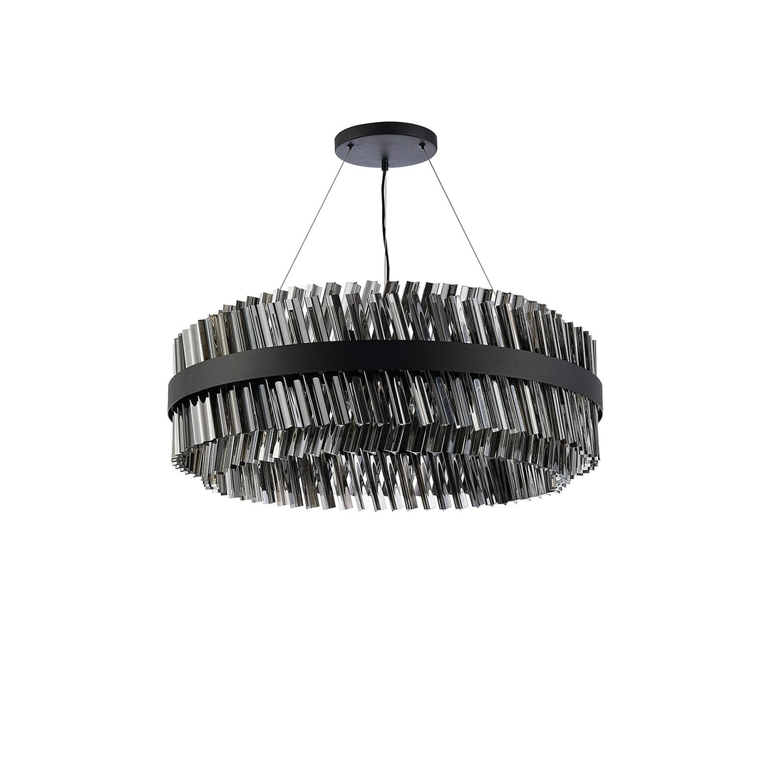 Nelson Lighting NL9502BL/SM9 Kaffer 24 Light Round Pendant Satin Black Smoke