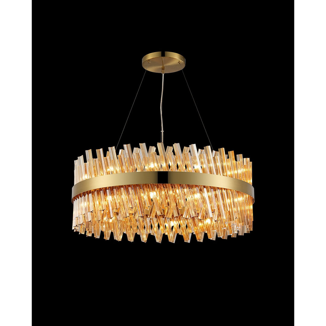 Nelson Lighting NL9502BR/AM9 Kaffer 24 Light Round Pendant Brass Amber