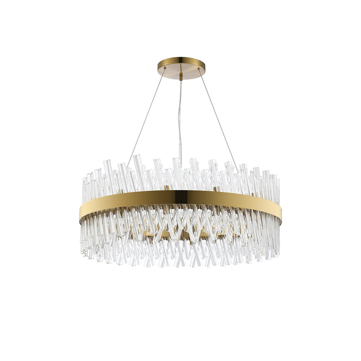 Nelson Lighting NL9502BR/CL9 Kaffer 24 Light Round Pendant Brass Clear