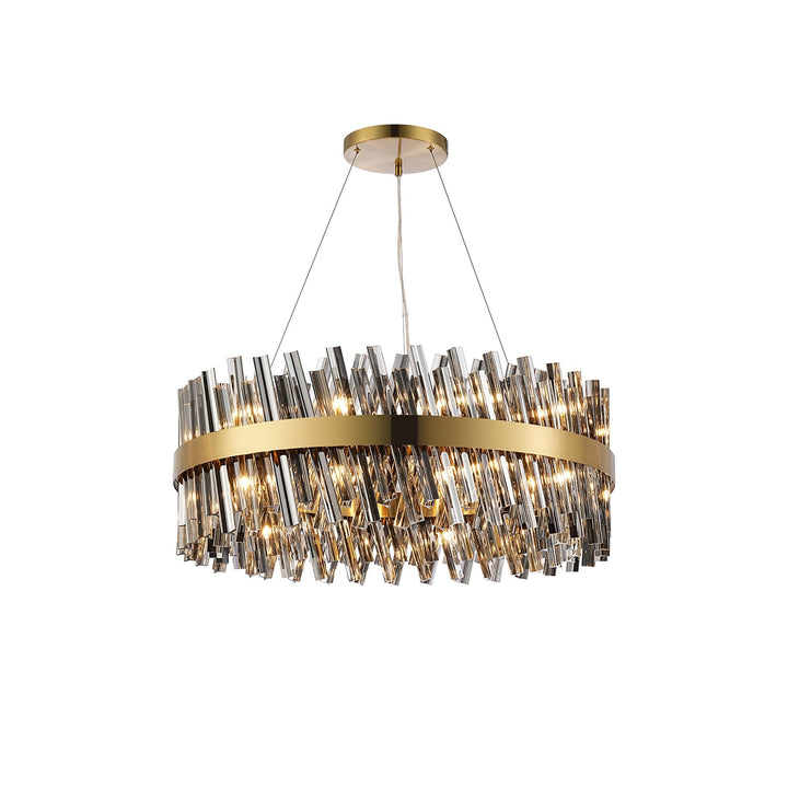 Nelson Lighting NL9502BR/SM9 Kaffer 24 Light Round Pendant Brass Smoke