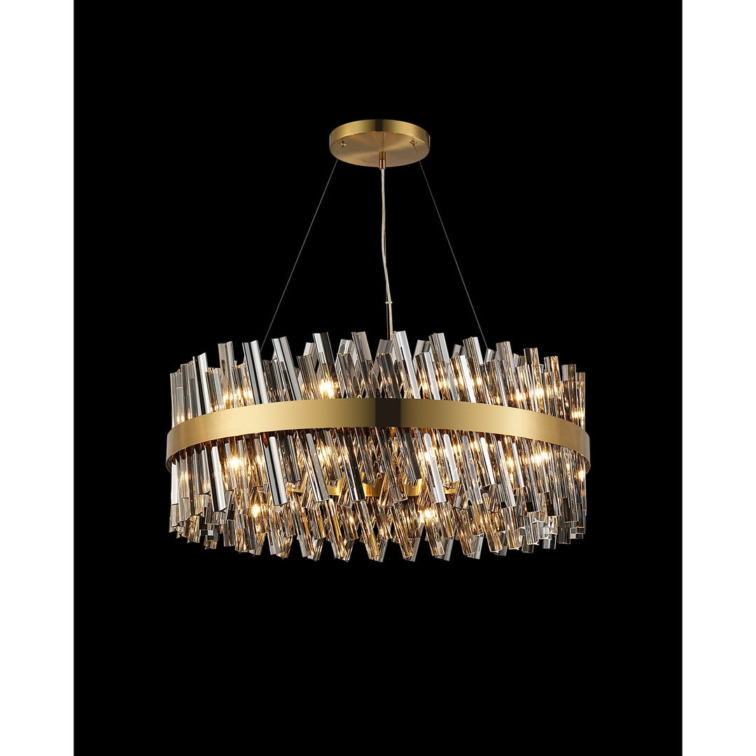 Nelson Lighting NL9502BR/SM9 Kaffer 24 Light Round Pendant Brass Smoke