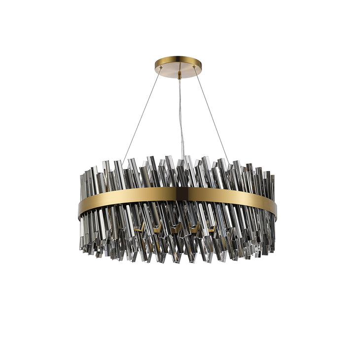 Nelson Lighting NL9502BR/SM9 Kaffer 24 Light Round Pendant Brass Smoke