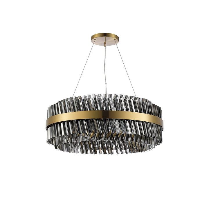 Nelson Lighting NL9502BR/SM9 Kaffer 24 Light Round Pendant Brass Smoke