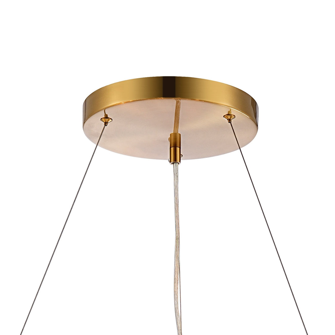 Nelson Lighting NL9502BR/SM9 Kaffer 24 Light Round Pendant Brass Smoke