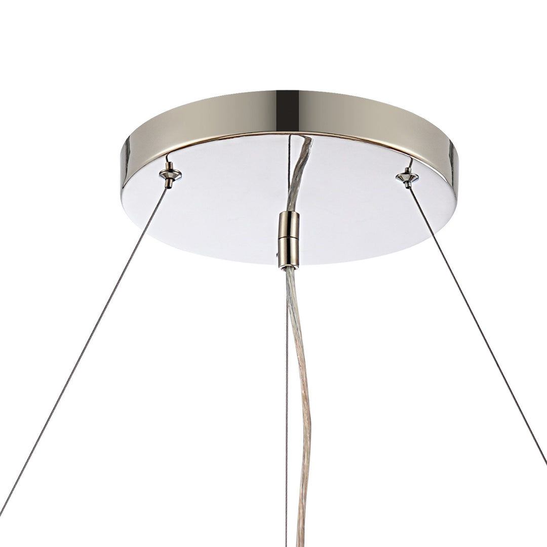 Nelson Lighting NL9502PN/AM9 Kaffer 24 Light Round Pendant Polished Nickel Amber