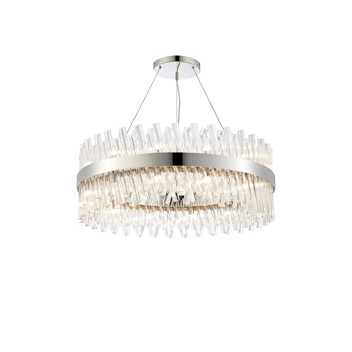 Nelson Lighting NL9502PN/CL9 Kaffer 24 Light Round Pendant Polished Nickel Clear