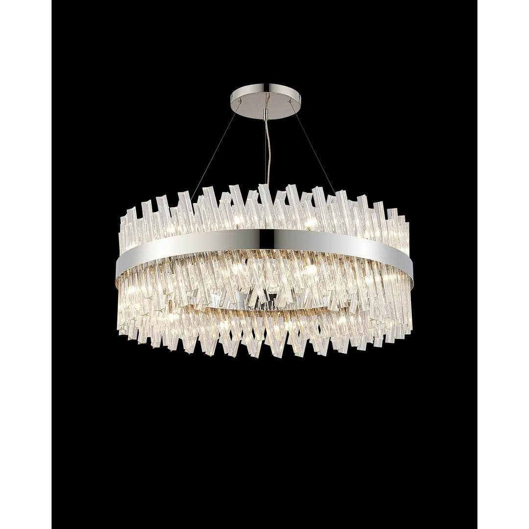 Nelson Lighting NL9502PN/CL9 Kaffer 24 Light Round Pendant Polished Nickel Clear