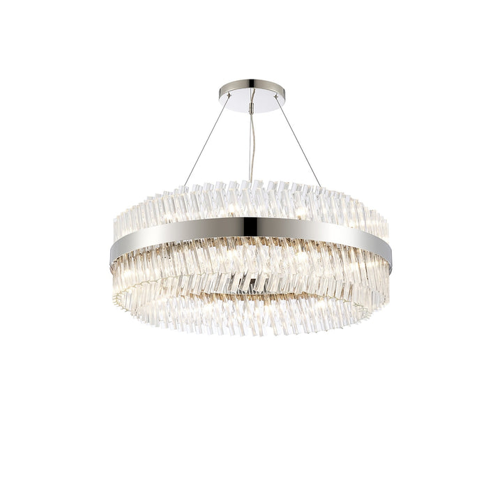 Nelson Lighting NL9502PN/CL9 Kaffer 24 Light Round Pendant Polished Nickel Clear