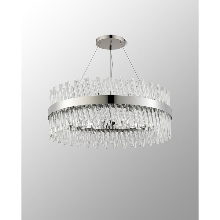 Nelson Lighting NL9502PN/CL9 Kaffer 24 Light Round Pendant Polished Nickel Clear