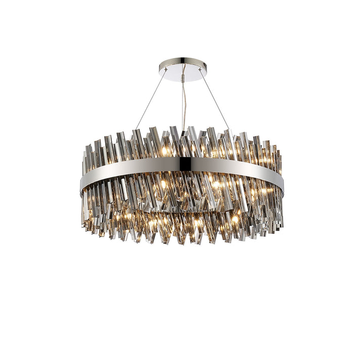 Nelson Lighting NL9502PN/SM9 Kaffer 24 Light Round Pendant Polished Nickel Smoke