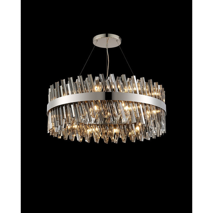 Nelson Lighting NL9502PN/SM9 Kaffer 24 Light Round Pendant Polished Nickel Smoke