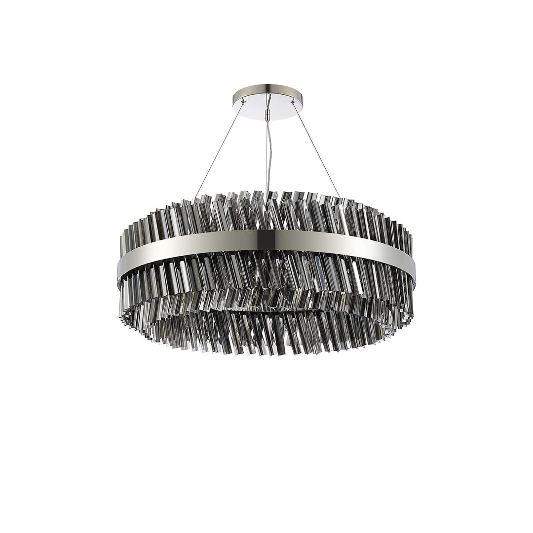 Nelson Lighting NL9502PN/SM9 Kaffer 24 Light Round Pendant Polished Nickel Smoke