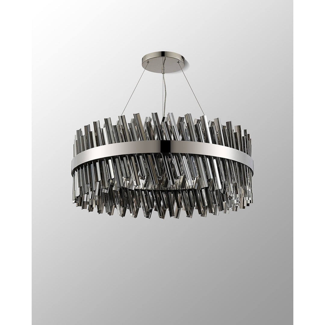 Nelson Lighting NL9502PN/SM9 Kaffer 24 Light Round Pendant Polished Nickel Smoke