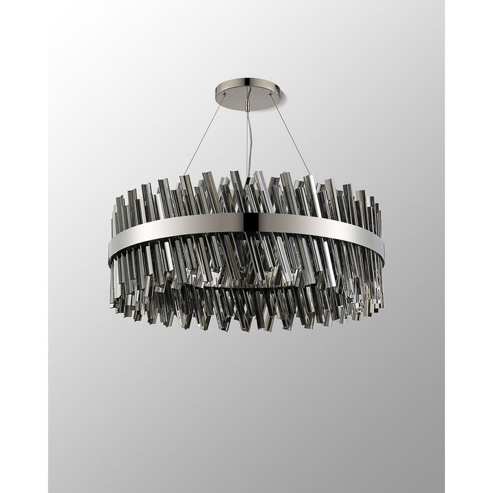 Nelson Lighting NL9502PN/SM9 Kaffer 24 Light Round Pendant Polished Nickel Smoke