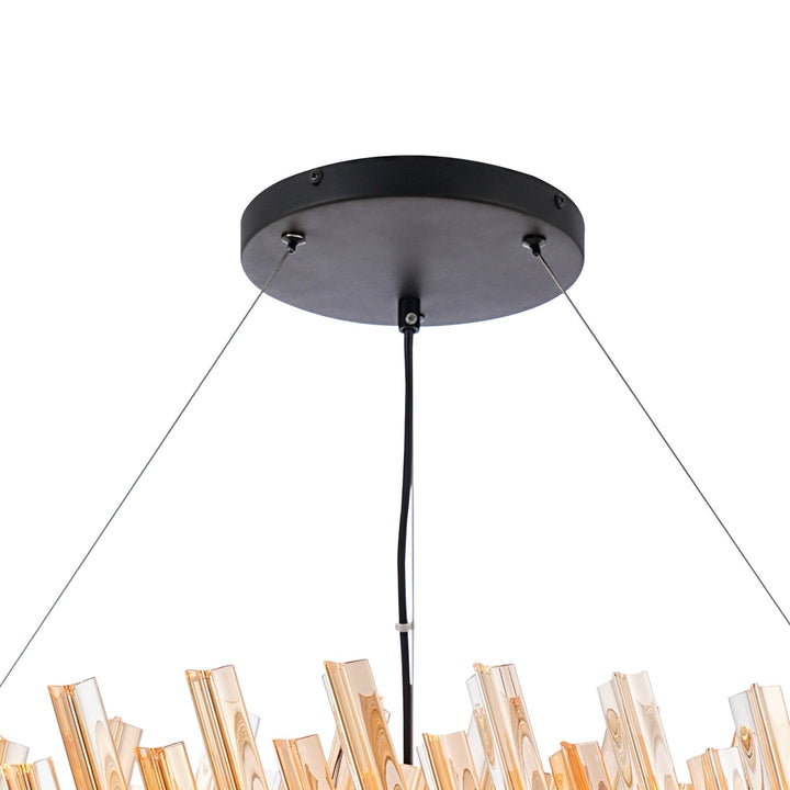 Nelson Lighting NL9504BL/AM9 Kaffer 32 Light Round Pendant Satin Black Amber