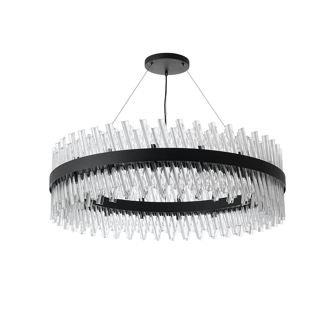 Nelson Lighting NL9504BL/CL9 Kaffer 32 Light Round Pendant Satin Black Clear