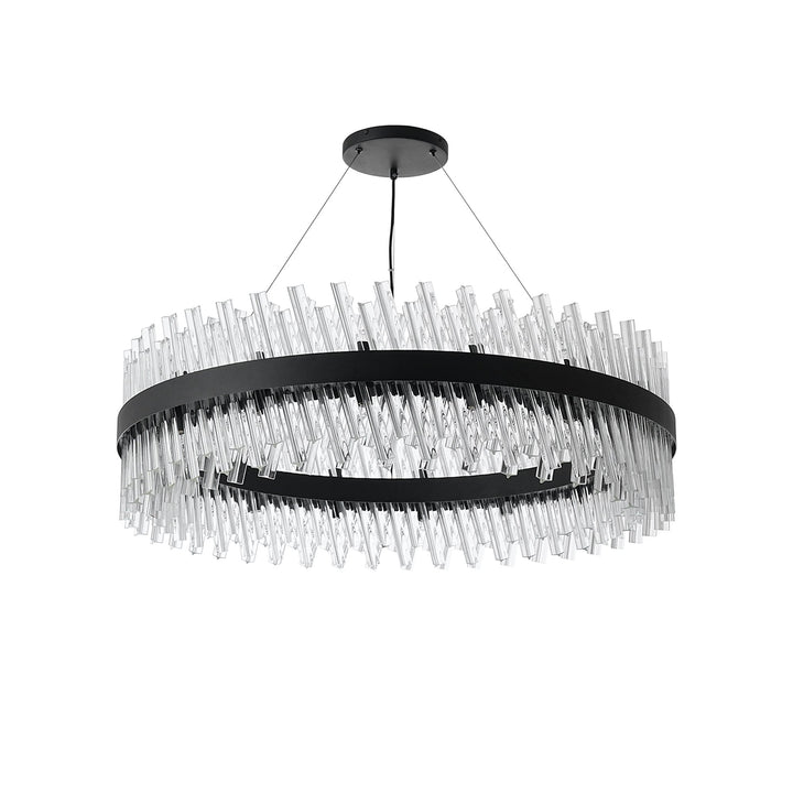 Nelson Lighting NL9504BL/CL9 Kaffer 32 Light Round Pendant Satin Black Clear