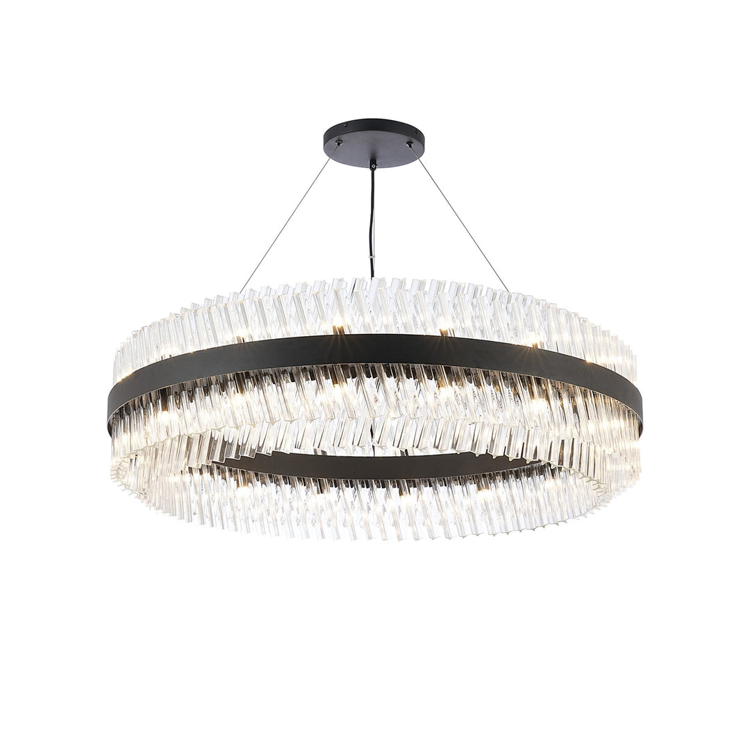 Nelson Lighting NL9504BL/CL9 Kaffer 32 Light Round Pendant Satin Black Clear