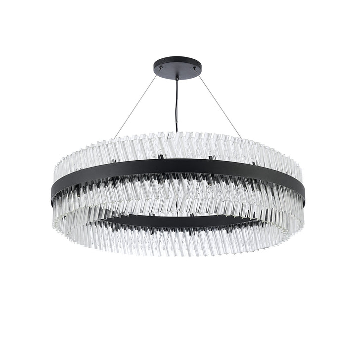 Nelson Lighting NL9504BL/CL9 Kaffer 32 Light Round Pendant Satin Black Clear