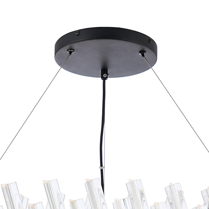 Nelson Lighting NL9504BL/CL9 Kaffer 32 Light Round Pendant Satin Black Clear