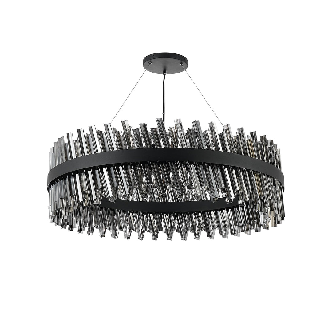 Nelson Lighting NL9504BL/SM9 Kaffer 32 Light Round Pendant Satin Black Smoke