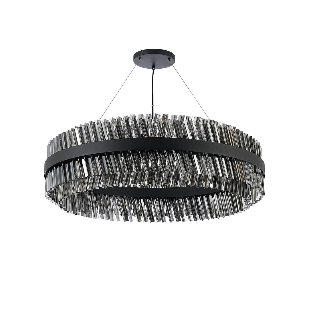 Nelson Lighting NL9504BL/SM9 Kaffer 32 Light Round Pendant Satin Black Smoke