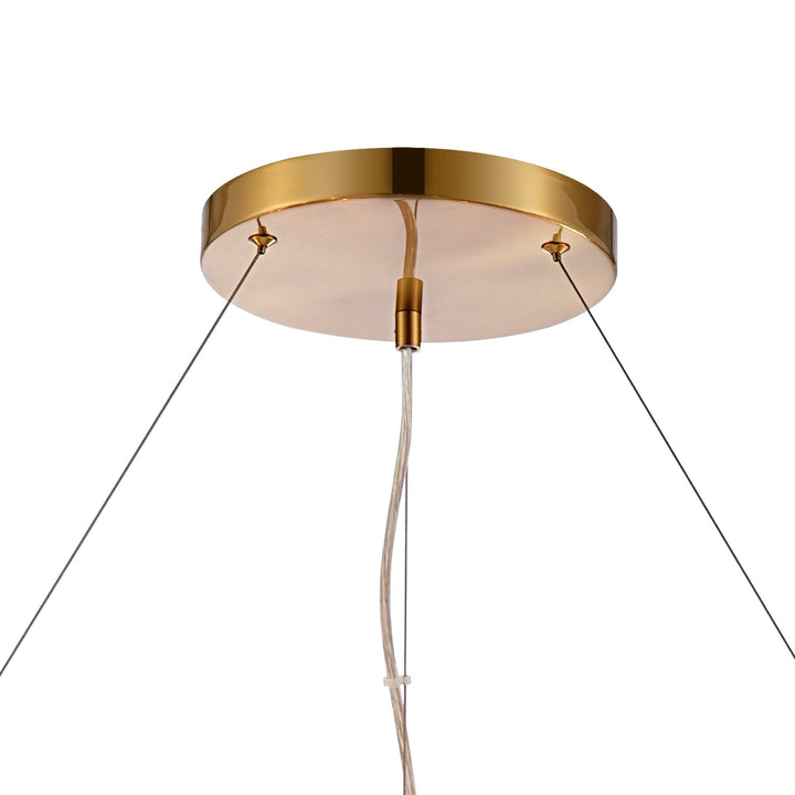 Nelson Lighting NL9504BR/AM9 Kaffer 32 Light Round Pendant Brass Amber