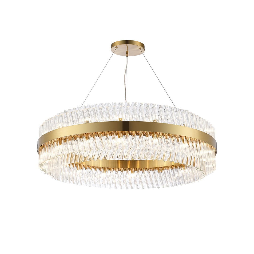 Nelson Lighting NL9504BR/CL9 Kaffer 32 Light Round Pendant Brass Clear