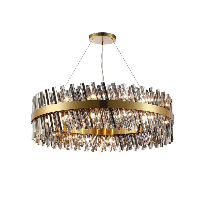 Nelson Lighting NL9504BR/SM9 Kaffer 32 Light Round Pendant Brass Smoke