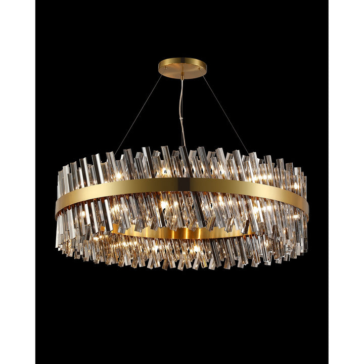 Nelson Lighting NL9504BR/SM9 Kaffer 32 Light Round Pendant Brass Smoke