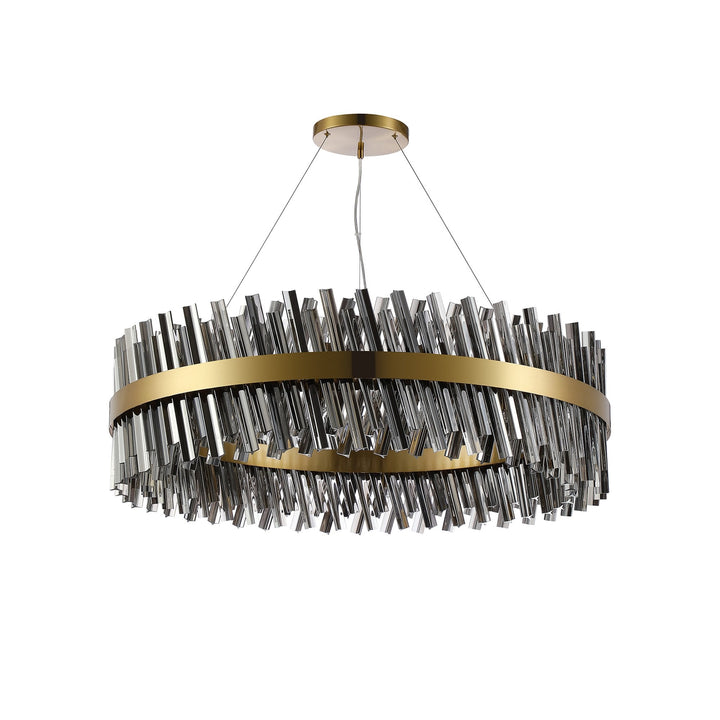 Nelson Lighting NL9504BR/SM9 Kaffer 32 Light Round Pendant Brass Smoke