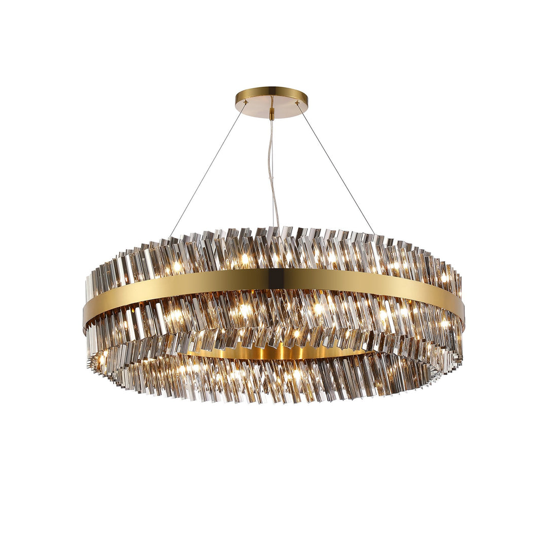 Nelson Lighting NL9504BR/SM9 Kaffer 32 Light Round Pendant Brass Smoke